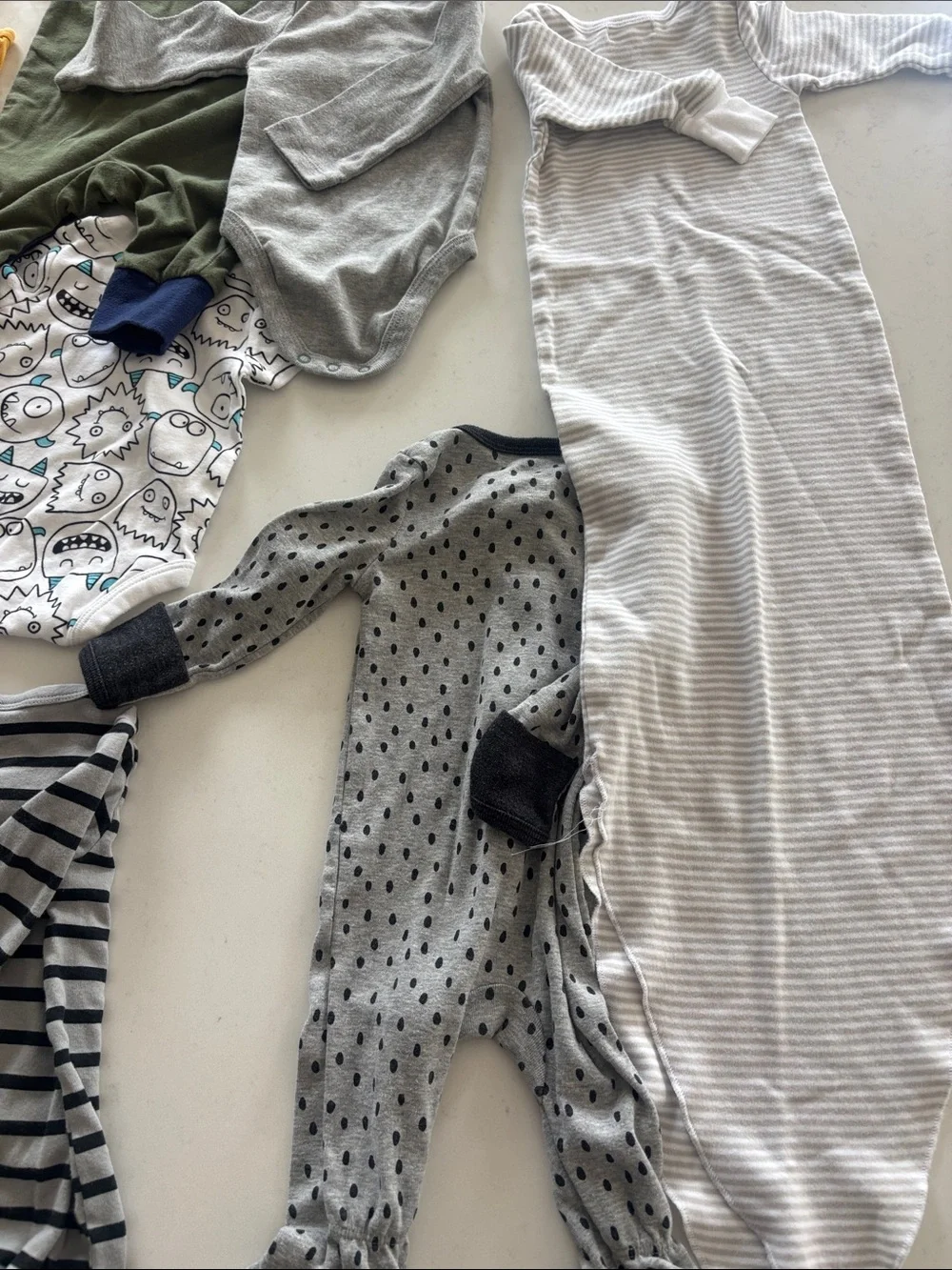 Mixed Baby Onesie & Sleepwear Bundle - Neutral, Yellow, Red newborn